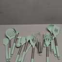 Kitchen Utensils Set, 28 Pcs Silicone Cooking Utensils Set with Holder, Spatula Set, Silicone Whisk, Measuring Cups and Spoons Set with Stainless Steel Handle Kitchen Gadgets (Light Green)