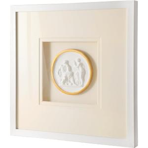 Sculpture Wall Art,French Vintage Decor with Framed,Aesthetic Gold Paintings for Home Living Room Bedroom Office and House Gallery15.8x15.8in (08-WHITE)