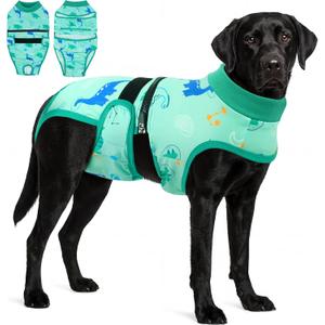 PUMYPOREITY 2-in-1 Detachable Dog Diapers, Escape-Proof Anti-Harassment Wear for Heat, Full Body Dog Onesie for Post-Surgery Recovery, Incontinence, Puppy Training & Senior Pet, XL, Green