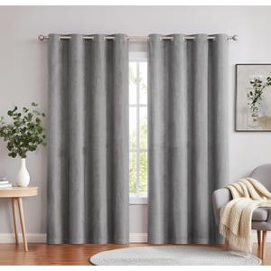 Randall Faux Suede Window Curtain Panels 84 Inches Long with Grommet Top Solid Window Treatment Set Room Darkening Drapes for Bedroom/Living Room (2 Panels, Grey, 55"84")
