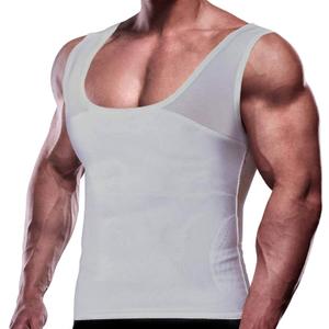 GKVK Mens Slimming Body Shaper Vest Chest Compression Shirt Abs Abdomen Slim Tank Top Undershirt (Small, Grey)