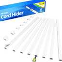 Delamu 113.6in Cord Hider, Cord Covers for 1-2 Wire, Paintable Cable Hider, Wire Covers for Cords on Wall, Wire Hiders for TV on Wall, Cable Cover Cable Management, W0.59in H0.40in (113.6L X 0.59W X 0.40H in, White)