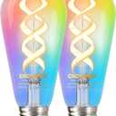 DiCUNO Smart Edison Bulbs ST19, Color Changing WiFi Smart Light Bulb, 2700K-6500K Tunable via App, ST58 Edison Bulb, Compatible with Alexa & Google Home, 5W (50 Watt Equivalent), 500lm, 2-Pack