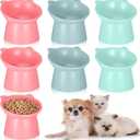 Giantree 6 Pcs Raised Cat Food Bowls 15 Degrees Elevated Cat Bowls Anti Vomiting Tilted Raised Whisker Friendly Pet Dish Plastic Slanted Stand Pet Food Water Feeder for Indoor Cats Kitten