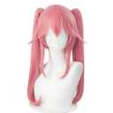 SL Anime Pink Wig with Ponytails Women's Girls Pigtails Hair Wig with Bangs for Halloween Party + Cap