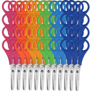 48 Pack 5" Safety Blunt Tip Student Scissors, 6 Assorted Colors Kid Craft Scissors for Cutting Regular Paper, Construction Paper, Cards