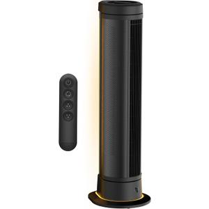 Vornado ARA Oscillating Tower Fan with Ambient Light and Remote, 40 Inch, Quiet Powerful Standing Fan, 5 Speeds, Touch Control, Illuminated Air Circulator Fan for Bedroom and Home, Black