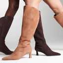 Naturalizer Womens Deesha Pointed Toe Wide Calf Tall Boot Mahogany Brown Suede, Size 9 
