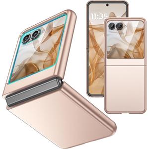 Ruky for Motorola Razr 2025/2024 Case [Not fit Ultra or Plus], Support Wireless Charging, with Built-in Screen Protector Slim Case, Hard Protection Phone Case for Moto Razr 2024, Gold