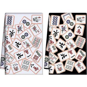 Ramede 2 Pcs Mahjong Dish Towels, Kitchen Hand Dishes 16 x 24 Inches, Decorative Tea Towels for Home Bathroom Bar, Gift for Women Friends Mom Housewarming Birthday