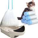 120 Pack Cat Litter Bags with Drawstring, Compatible with Litter-Robot 3/4 Heavy Duty Cat Litter Box Liners Waste Bags Replacement -25.2"x 15.7"