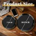 KIRE 200Pcs Black Plastic Plates - Black and Gold Plates Disposable for Party - Include 100 for Dinner and 100 for Dessert for Birthday/Wedding/Graduation