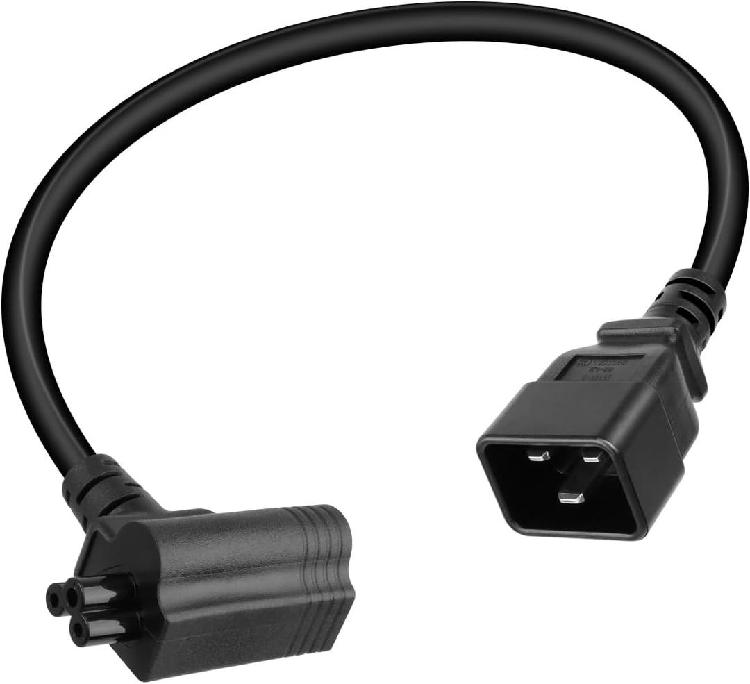 GELRHONR 1FT C20 to C5 and Nema 5-15R Piggyback Power Cable, 3 Prong C20 Plug to Female C5 & 5-15R Power Cable Splitter for Servers, Desktop Computers, Monitors and More (C20 to C5+5-15R, 1FT)