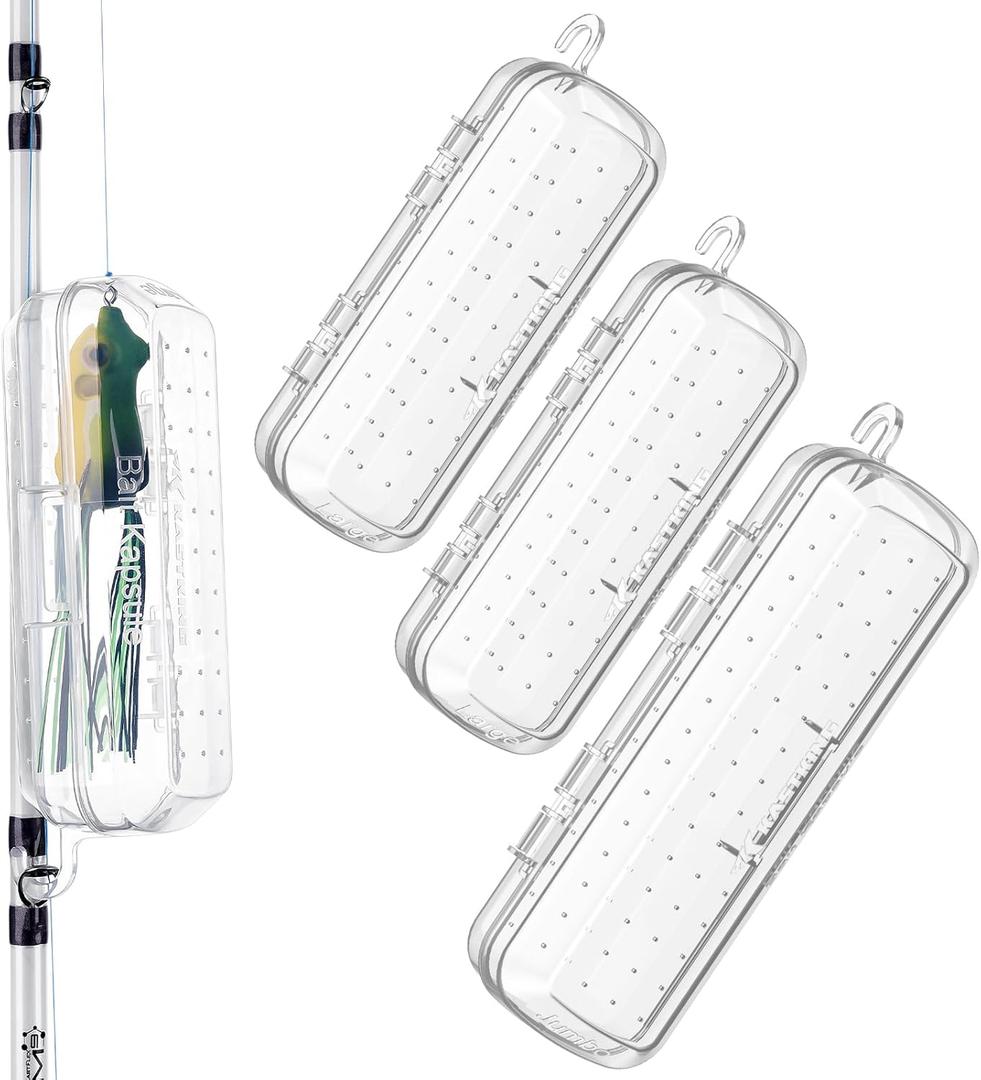 2 x KastKing Bait Kapsule  Lure Cover with Vent Holes, Protects Hooks, Multiple Sizes (S, M, L, Jumbo,Drop Shot) - Multiple Attachments for Freshwater & Saltwater Fishing Gear. Patent Pending. (2 Large and 1 Jumbo)