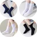 Marchare Boys Girls Seamless Crew Socks Soft School Dress Socks Uniform Calf Socks Black White Navy