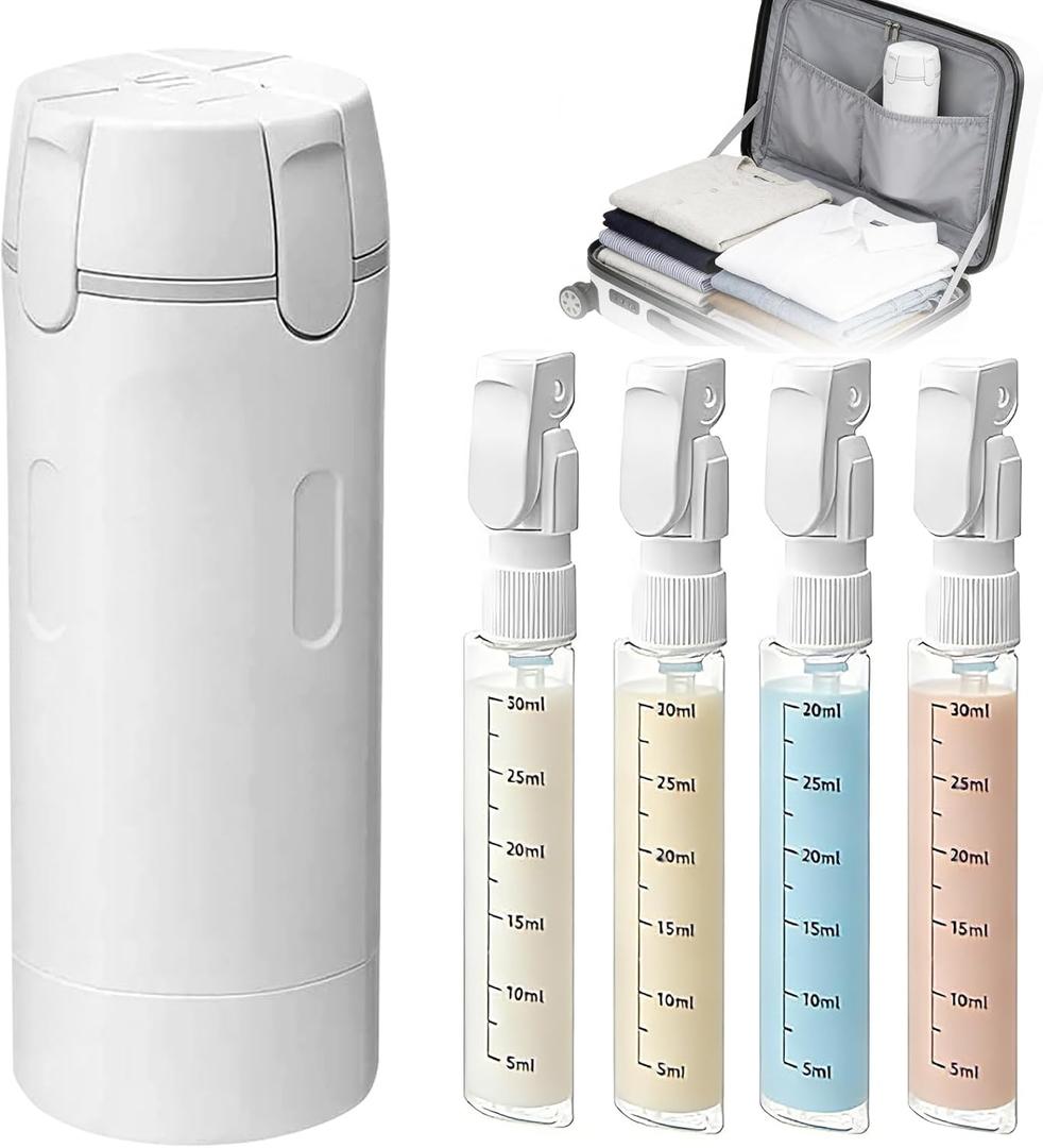 4 in 1 travel bottle,Travel Bottles for Toiletries,Refillable, Leak Proof and Portable,Suitable for Storing Shampoo, Shower Gel, Laundry Detergent, Suitable for Travel, Camping and Gym (Gray)