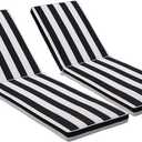 Only choice 2 Pcs Set Outdoor Lounge Chair Cushions Patio Chaise Lounge Replacement Cushions Furniture Seat Cushions(Black+White Stripes-2 pcs)