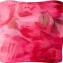 qdl Floral Tie Dye Tube Top Women Y2k Strapless Tops Ruched Sleeveless Strapless Crop Tank (Pink, L)