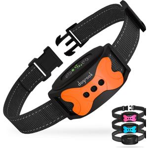 DogRook Dog Bark Collar - Rechargeable Smart Anti Barking Collar for Dogs - Waterproof No Shock Bark Collar for Small/Medium/Large Dogs - Anti Bark Collar for Dogs with 5 Sensitivity Levels (Orange)