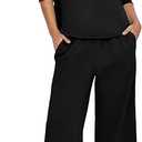 Glamaker Womens 2 Piece Lounge Set Casual Long Sleeve Mock Neck Tops Wide Leg Pant Tracksuit Vacation Travel Outfit 2025 M