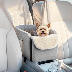 VavoPaw Dog Car Seat for Big Console, Non-Slip Center Console Dog Car Seat for Pickup and Trucks, Large Space Pet Bed for Puppies, Small Dogs, Cats Under 15 LBS, Grey