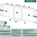 Fairy Baby 76.4"-81.8" Extra Wide Baby Gate Indoor for Stairs, Pressure Mounted Long Dog Gates for Doorways Walk Thru No Drill Pet Gates Child Safety Gate, White