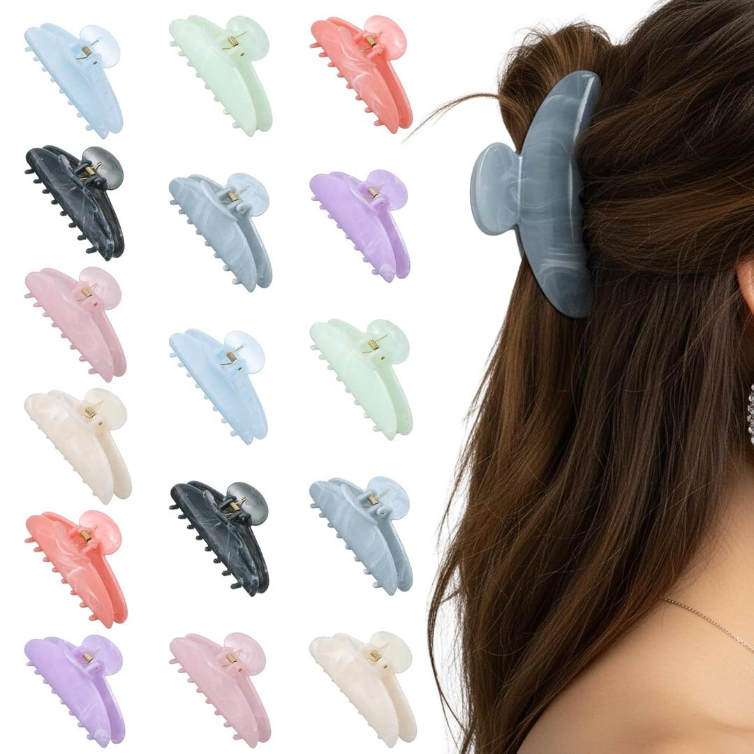 16 Pcs Hair Clip, Acrylic Large Hair Clips - Strong Hold Jaw Clips for Thick Thin Hair, Cute Non-slip Claw Clips, Stylish Hair Accessories for Women Girls (8 Colors)