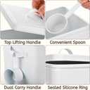 Youeon Metal Flour Container with Scoop and Lid, 6.3 Quart (Holds up to 7 lbs), Galvanized Steel Flour Canister with Handles, Farmhouse Square Storage Bin for Kitchen Counter, Pantry, White
