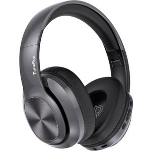 TuneFlux Wireless Bluetooth Headphones Over Ear, 80H Playtime, 3EQ Sound Modes, HiFi Stereo Headphones with Deep Bass, Foldable Bluetooth 5.3 Headsets for Smartphone/PC/Computer-Metallic