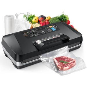 95kPa Food Vacuum Sealer Machine, 230W Automatic Food Sealer for Sous Vide, 10-in-1 Preset Modes with Double Heat Seal, Built-in Cutter & Starter Kit for Meal Prep and Storage