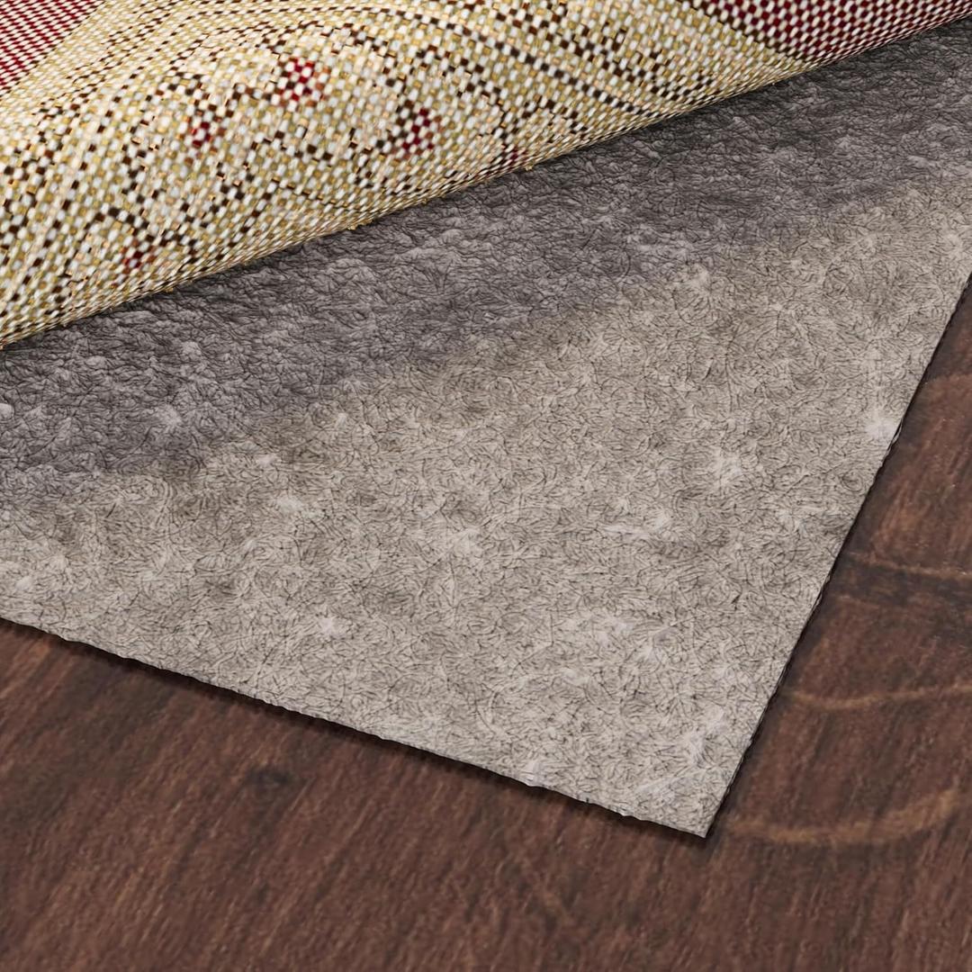 Ottomanson 3' x 10' Non-Slip Rug Pad Gripper 1/4 Inch Thick Dual Surface Felt + Rubber Gripper - Safe for All Floors, Brown