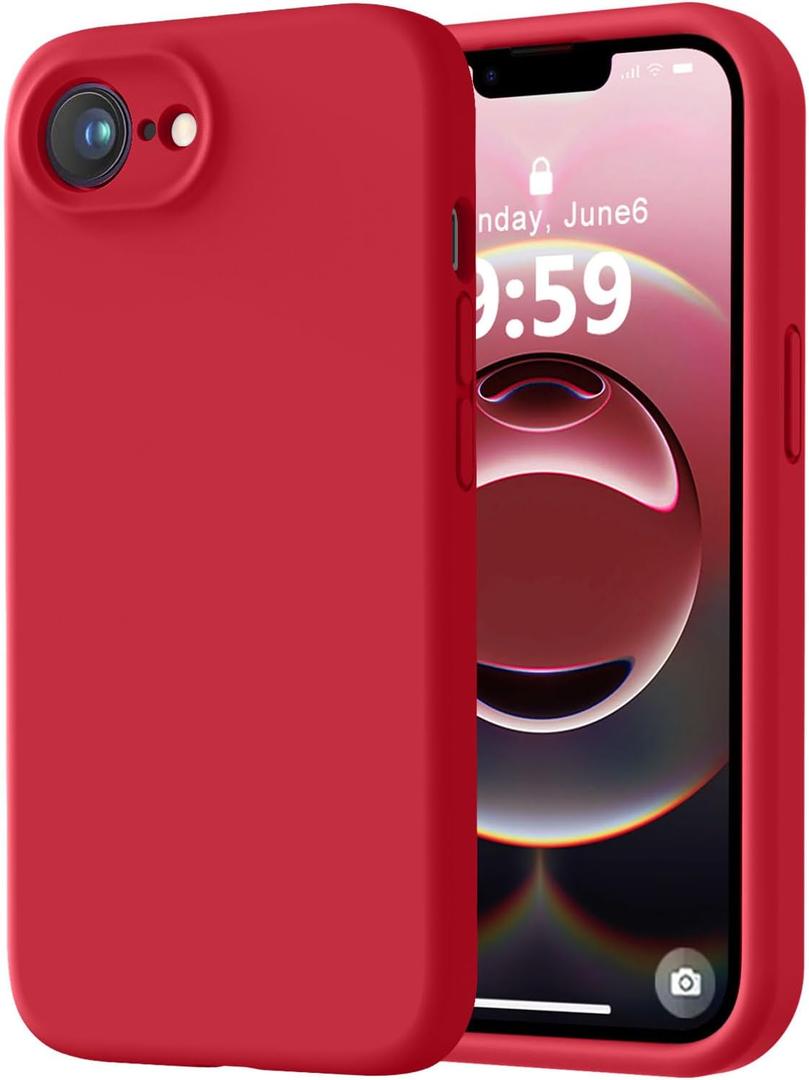 LOVE 3000 Designed for iPhone 16e/17e Case, Premium Silicone with [Soft Anti-Scratch Microfiber Lining] Shockproof Protective Phone Case for Men Women Girls 6.1", Red