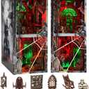 fifijoy Haunted Horror Book Nook Kit, DIY Miniature Dollhouse Halloween Booknook Kit, Spooky Creepy Scary 3D Wooden Puzzle Bookend Bookshelf Insert Decor with LED Light (Haunted Mansion)
