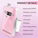 Professional Electric Nail Drill File:COSYGLOW Glitter Portable Cordless E-File Nail Drill Kit with 11 Drill Bits,30000 RPM Rechargeable Nail Drills Machine for Acrylic Nails Gel Polishing (Pink)