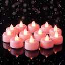 Amagic 12 Pack Pink Flameless LED Tea Lights Candles Battery Operated, Electric Fake Tealight Candles for Votive, Wedding, Table Centerpiece, Theme Party, Aniversary, Proposal, Christmas, Pink Base