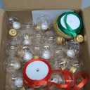 30 Pieces Christmas Booze Balls, Christmas Tree Hanging Ornaments Clear Plastic Fillable Bulbs Pendant Ball with Screw Caps and Ribbons for Christmas Home Party Decor (Silver)