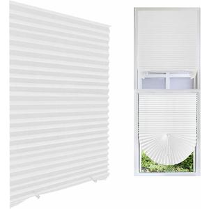 FabuBlinds 6Pack Temporary Pleated Shades for Windows, Fabric Pleated Blinds with Adhesive, No Tools No Drilling Free Cut to Size Room Darkening Shades (70% Shadeing  White 35" W x 71" H)