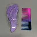 Lily England Detangler Brush & Comb Set - Lightweight Wide Tooth Detangling Tool for Women & Kids - Smooths Curly, Straight, Dry, Fine, & Thick Hair, Purple (Mermaid)