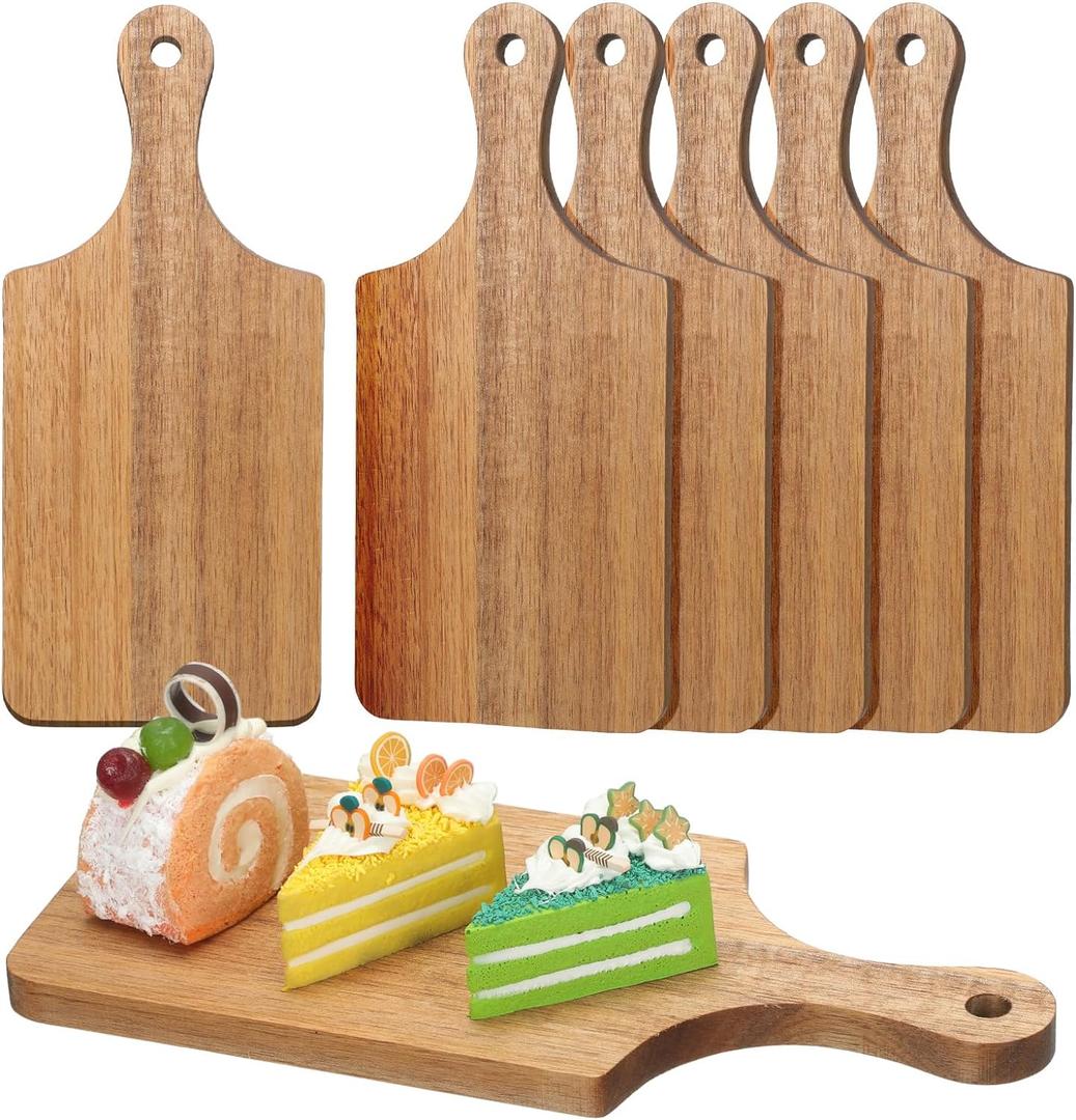 Lounsweer 6 Pcs Thicken Cutting Board Bulk Wood Board for Chopping Serving Charcuterie Material for Laser Engraving Mother' Day Wedding Housewarming Gift(Acacia) (11 x 5 inches)