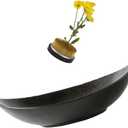 Japanese Ikebana Vase Kit,2inch Flower Frog Kanzan with 9inch Bowl Vase - Floral Frog Included,Various Styles (Frosted, Hammering Pattern)