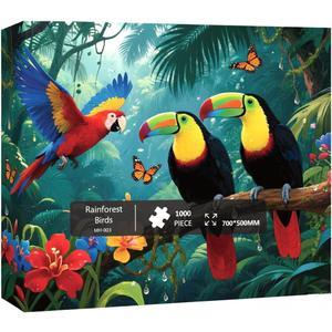 1000 Pieces Jigsaw Puzzles for Adults, Magic Series - Premium Fantasy Art & Seamless Interlock, Challenging Brain Teaser, Large 28" x 20", Great Gift Idea & Home DecorRainforest Birds