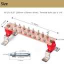 10" Copper Ground Bar Kit,900A Grounding Busbar Bar with UL Recognized SM40 Insulators Rated Uimp up to 7.4KV