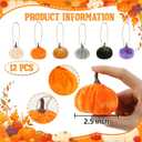 2 x 12 Pcs Mini Pumpkins for Decorating 2 Inches Velvet Small Pumpkin Ornament Tree Dcor for Thanksgiving, Fall, Autumn, Halloween, Christmas Home Party
