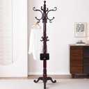 Wooden Coat Racks, Retro 78" Coat Tree with 12 Hooks & Stable Triangular Base, Entryway Coat Rack Freestanding for Hat, Clothes, Scarves, Handbags, Umbrella (Mahogany)