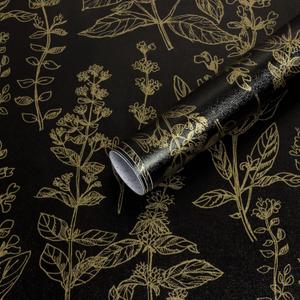 2 x Peel and Stick Wallpaper Black and Gold Wallpaper Dark Floral Contact Paper for Cabinets Bedroom Bathroom Vintage Wall Paper Removable Self Adhesive Shelf Liner Room Decor Vinyl 78"x17.3"
