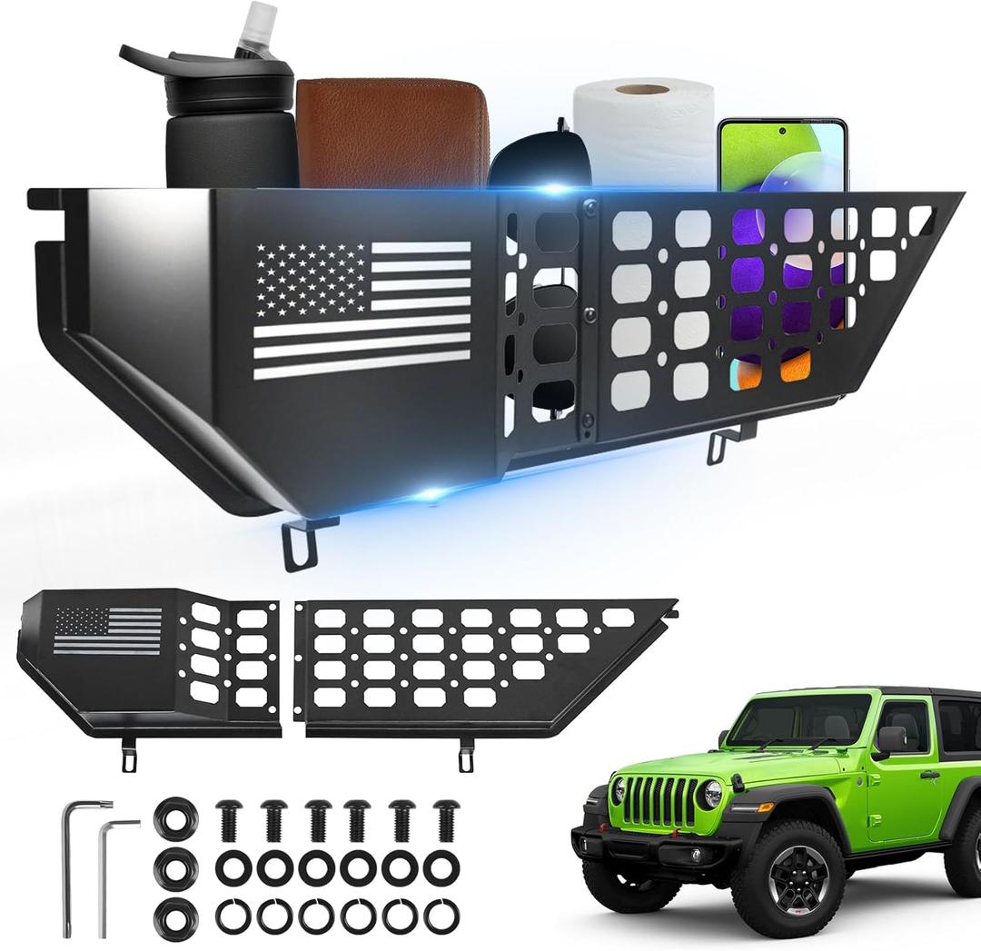 Metal Front Door Storage Pockets for Jeep Wrangler, Door Side Insert Organizer Box for Jeep Wrangler JL 4XE 2018-2024 & Gladiator JT Interior Doors Storage Expansion Accessories 2PCS