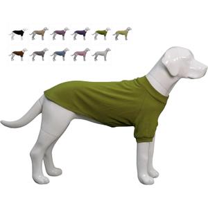 Lovelonglong Ribbed Dog T-Shirt Cotton Knitted Dog Sweaters for All Season Pet T-Shirts for Large Medium Small Dogs Olive Green M