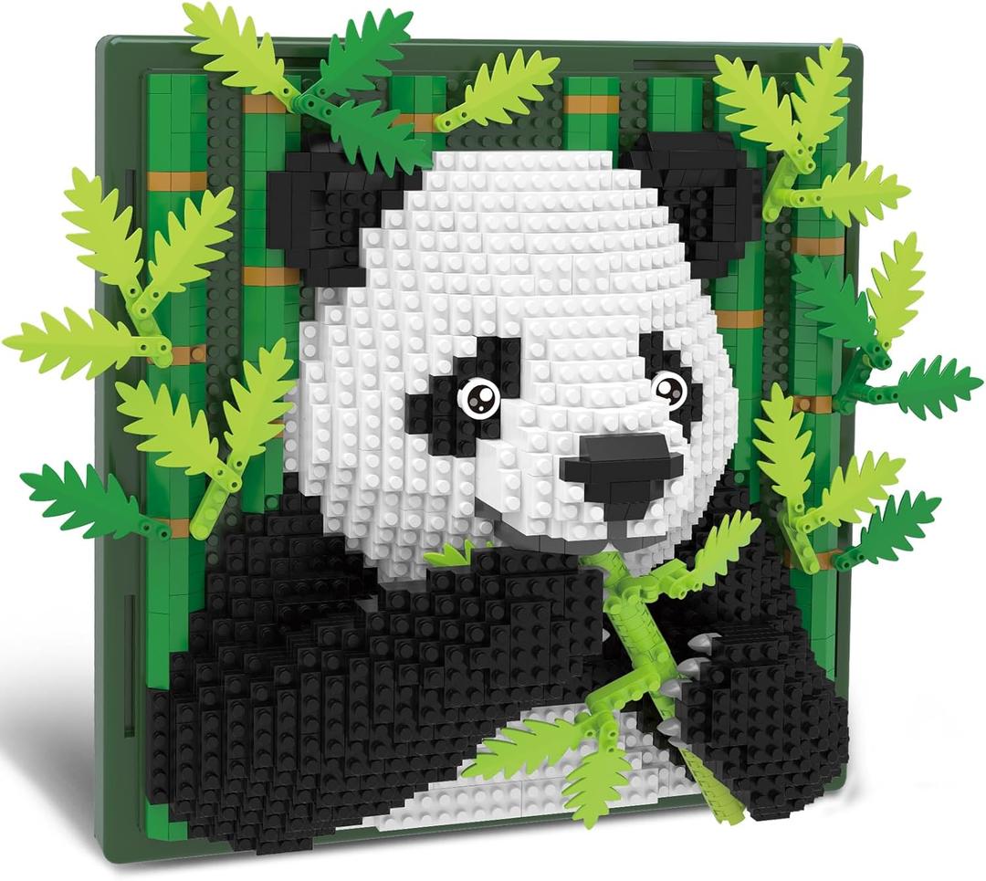BseSparklion Panda Animal 3D Wall Art Micro Mini Building Blocks Set, Unique Home Wall Decor or Table Display, No Compatible with Lego Set, Ideal Gift Toy for Adults & Teens (1142 PCS)