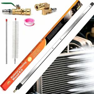 40" Upgraded Radiator Cleaning Wand With 25 Fan Nozzles,Water and Air Dual-Use 4500 PSI Pressure Washer Tool Set for Car,Truck and Other Vehicles