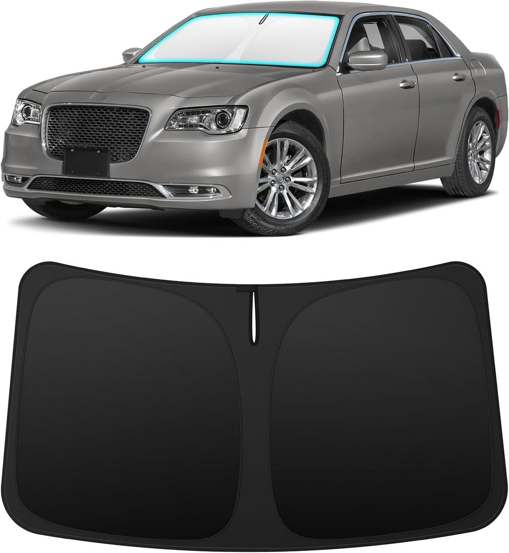 INSAUTO Custom Fit Windshield Sun Shade Accessories for Chrysler 300/300C 2011-2023, Foldable Front Window Sunshade, UV & Heat Reflector, Keeps Interior Cool, Includes Storage Bag
